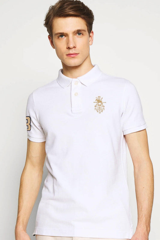 Polo Republica Men's PR Pony Crest & 3 Embroidered Short Sleeve Polo Shirt