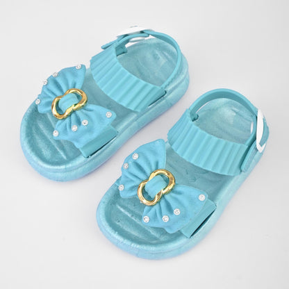 Girl's Stylish Silver Beats Bow Design Sandals Girl's Shoes RAM Turquoise EUR 25 