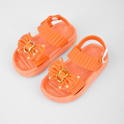Girl's Stylish Silver Beats Bow Design Sandals Girl's Shoes RAM Orange EUR 25 
