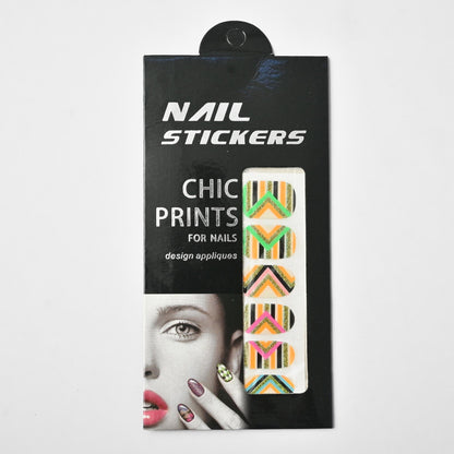 Chic Prints Women's Nail Stickers - Pack Of 12 Health & Beauty SRL D16 