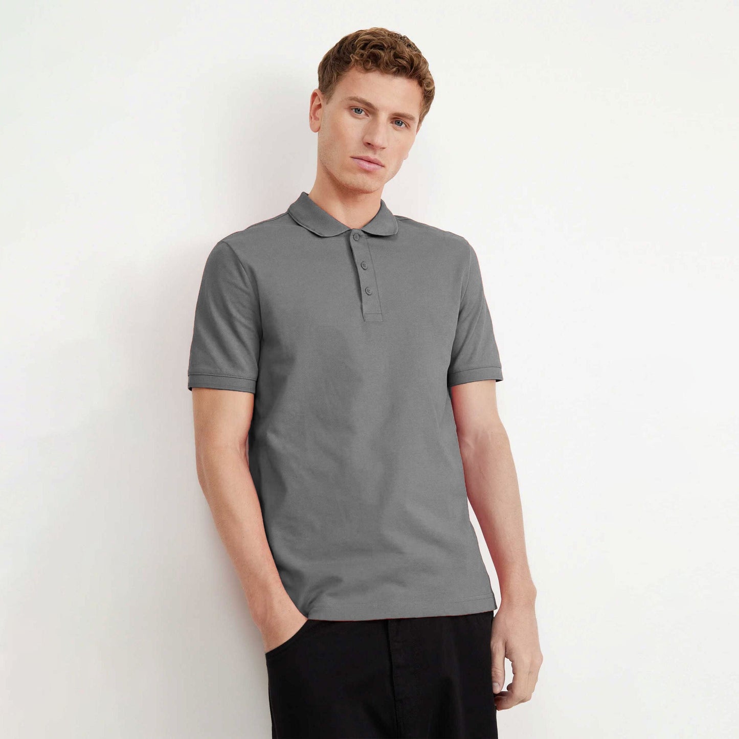Platic Men's Short Sleeve with Minor Fault Polo Shirt