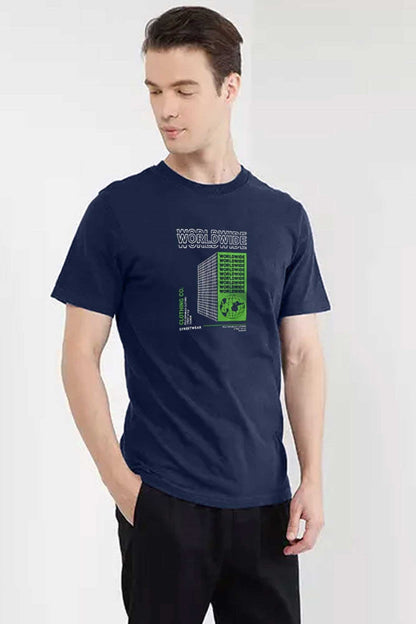 Polo Republica Men's World Wide Printed Crew Neck Tee Shirt