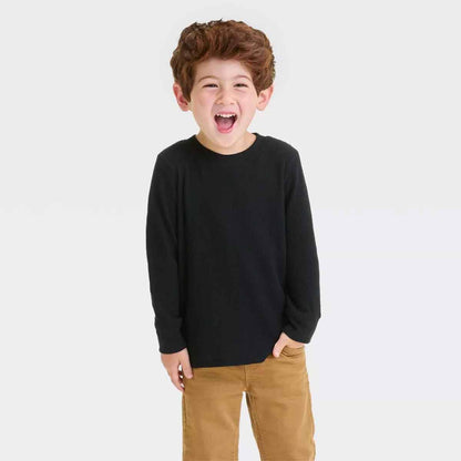 Lithgow Kid's Thermal Long Sleeve Winter Knit Wear Shirt Boy's Sweat Shirt RAM Black 18 (6-9 Months) 
