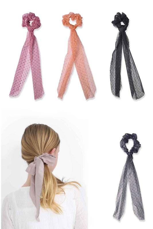 Women's/Girl's Net Design Pony/Hair scrunches with Tail Hair Accessories SAK 
