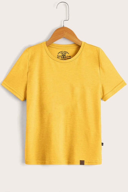 RR Comfort Kid's Solid Design Short Sleeve Tee Shirt Boy's Tee Shirt Usman Traders Yellow 2-3 Years 