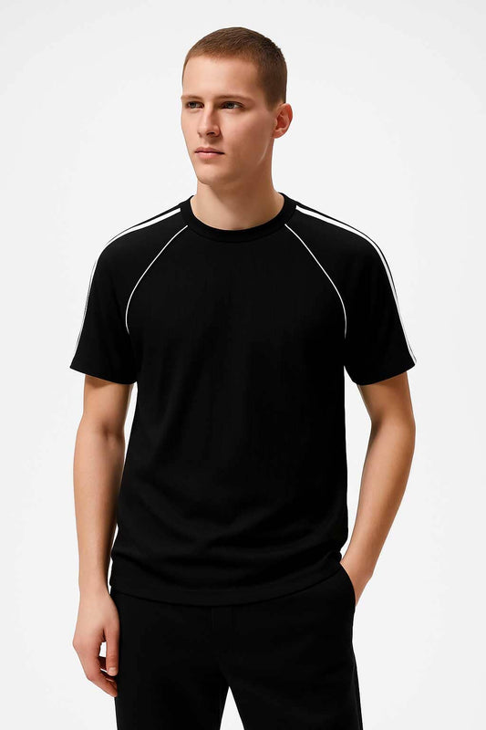 Men's Contrast Striped Raglan Sleeve Tee Shirt