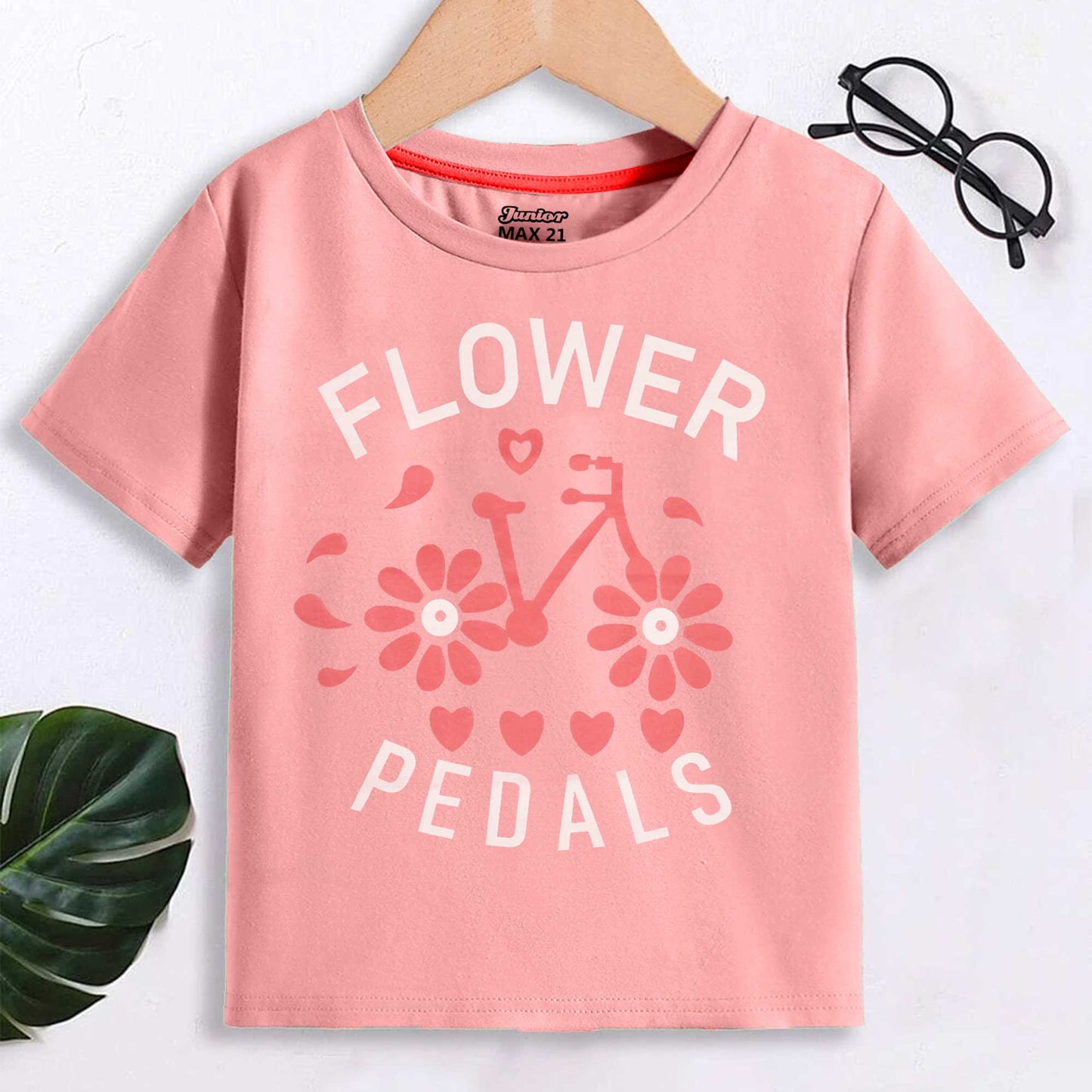 Junior Max 21 Kid's Flower Printed Tee Shirt Girl's Tee Shirt SZK Pink 3-6 Months 