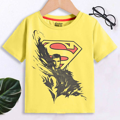 Junior Max 21 Kid's Superman Printed Tee Shirt Boy's Tee Shirt SZK Yellow 3-6 Months 