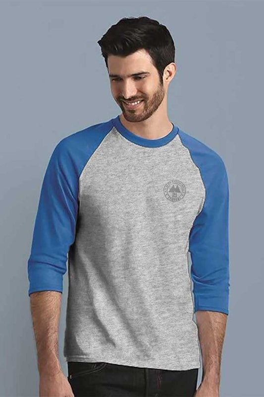 Max 21 Men's Reflective Logo Printed Raglan Quarter Sleeve Crew Neck Tee Shirt