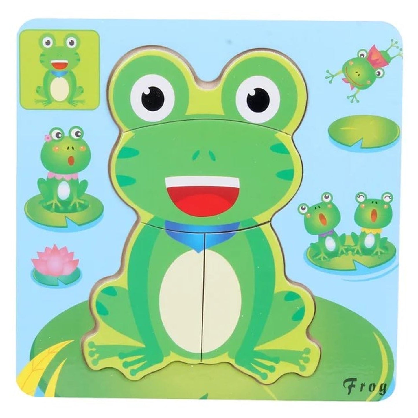 Kid's Multi Purpose Wooden Puzzle Board Toy Toy SRL Frog 