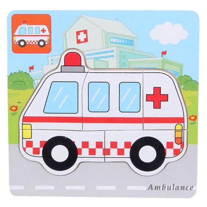 Kid's Multi Purpose Wooden Puzzle Board Toy Toy SRL Ambulance 