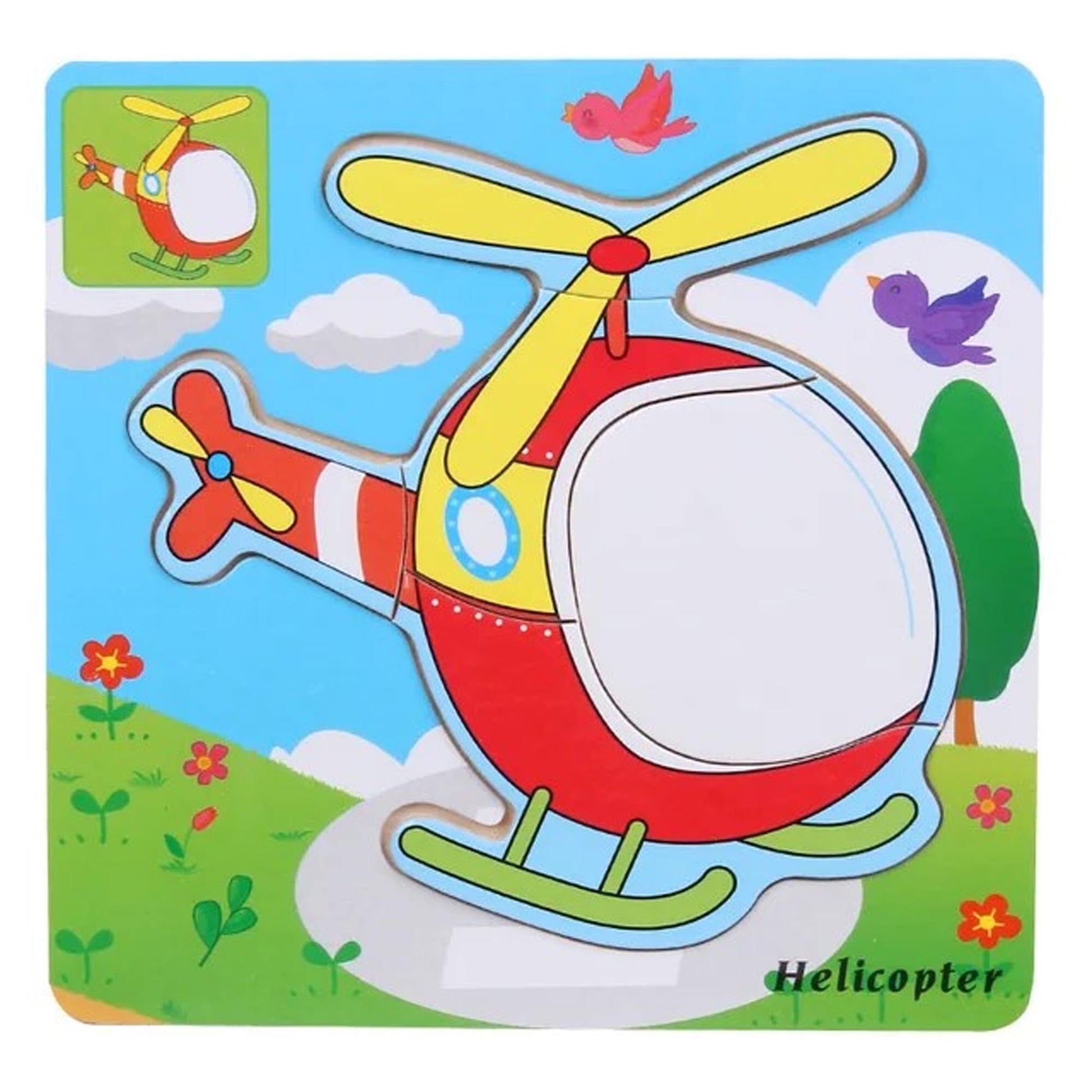 Kid's Multi Purpose Wooden Puzzle Board Toy Toy SRL Helicopter 