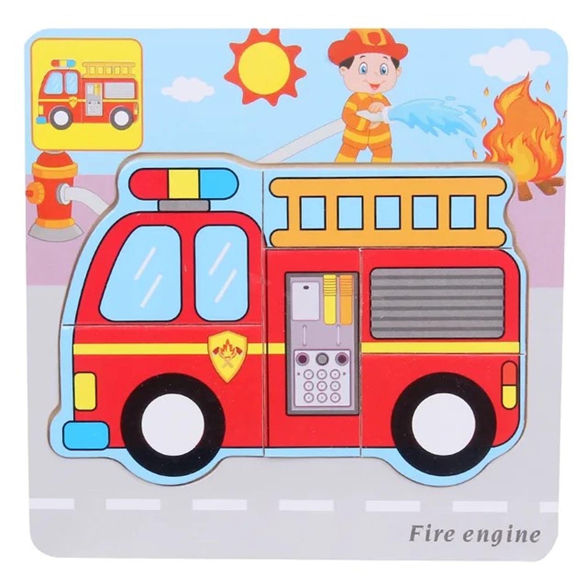 Kid's Multi Purpose Wooden Puzzle Board Toy Toy SRL Fire Engine 