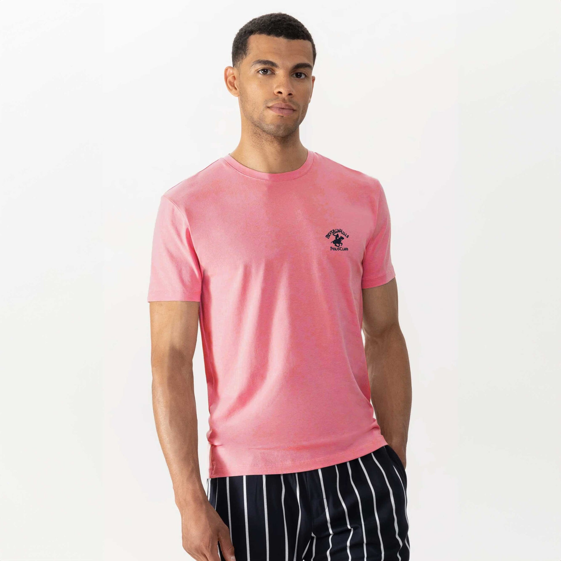 Beverly Hills Men's Short Sleeve Classic Tee Shirt Men's Tee Shirt Syed Adeel Zafar Pink S 
