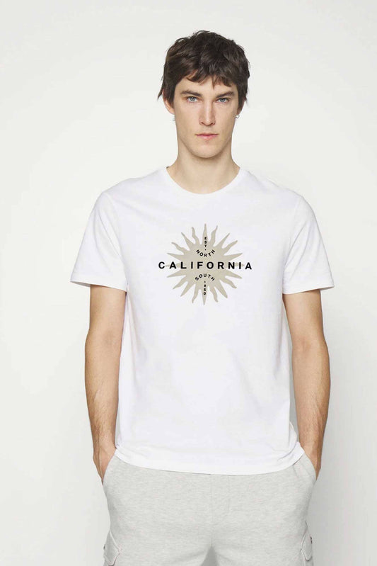 Polo Republica Men's East North California Printed Crew Neck Tee Shirt