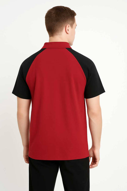 Men's Contrast Raglan Sleeve Polo Shirt