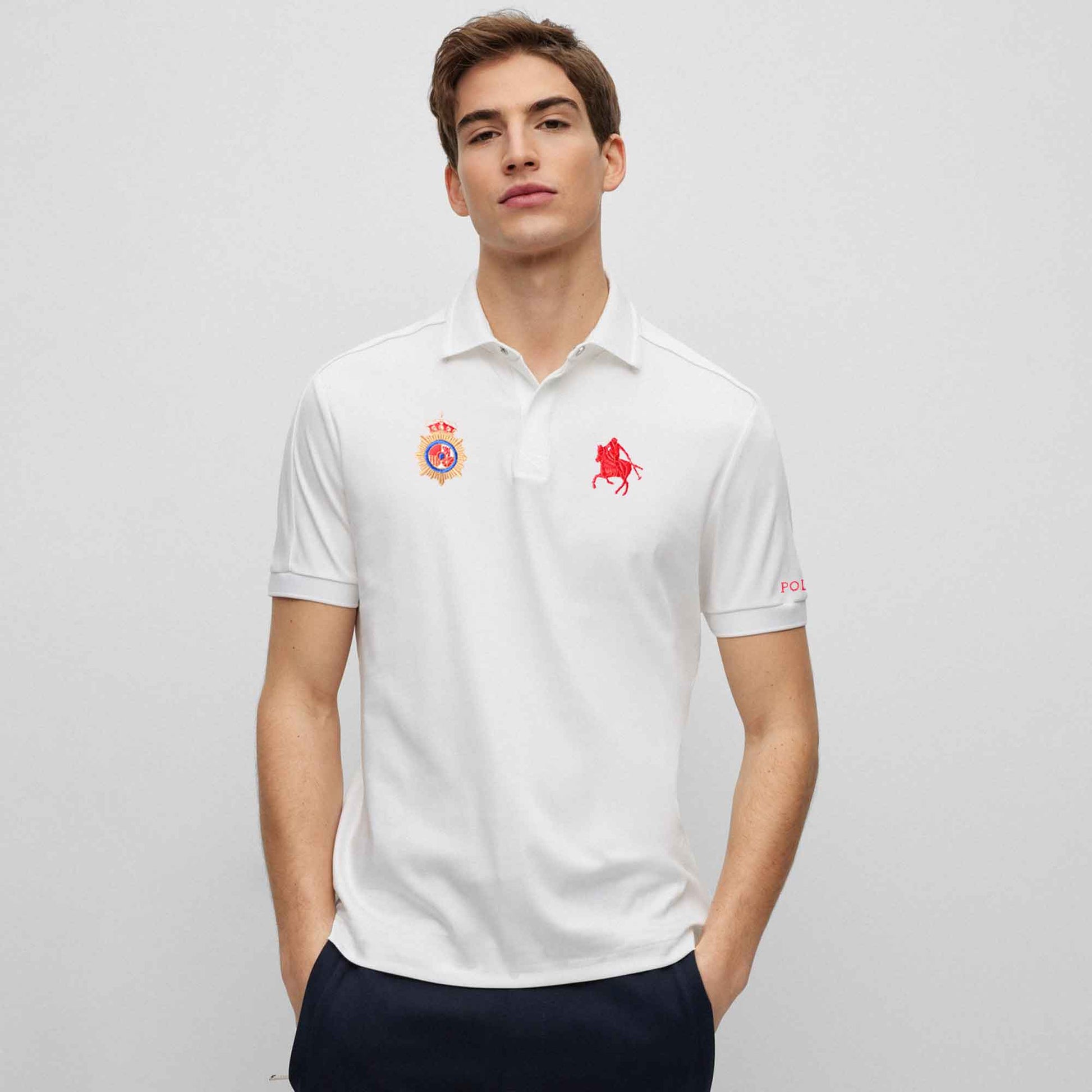 Polo Republica Men's Horse Rider & Crown Crest Embroidered Short Sleeve Polo Shirt
