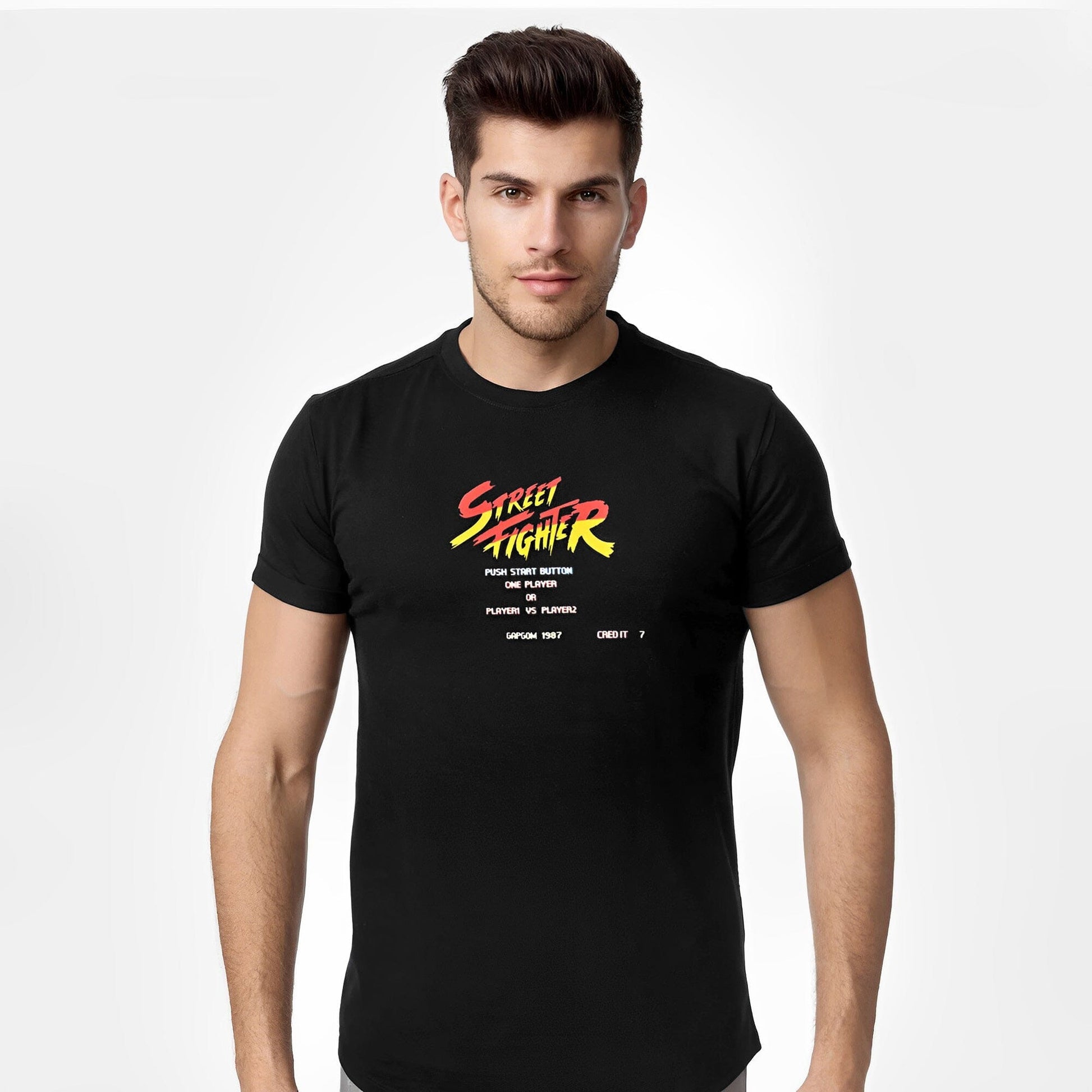 Polo Republica Men's Street Fighter Printed Crew Neck Tee Shirt Men's Tee Shirt Polo Republica Black S 