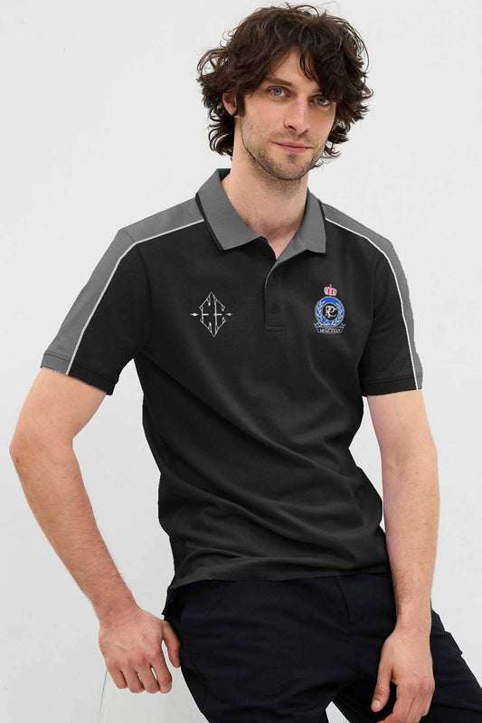 Polo Republica Men's PRC Crest & EE Embroidered Contrast Panels Polo Shirt