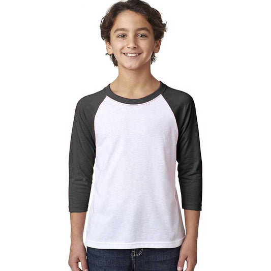R-Youth Boy's Raglan Sleeve Activewear Tee Shirt Boy's Tee Shirt First Choice White & Black 7-8 Years 