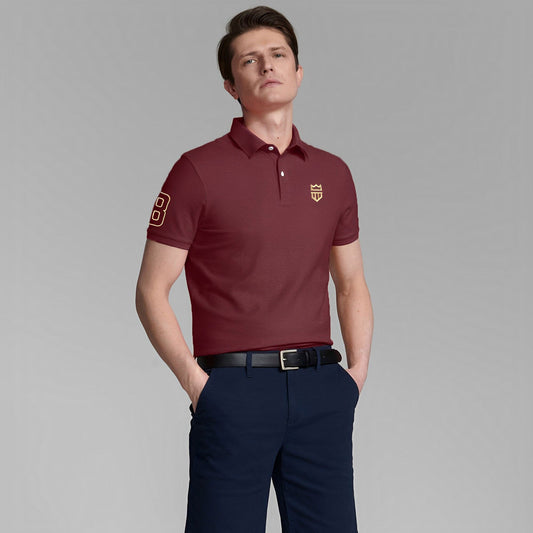 Polo Republica Men's Crest 8 & Polo Embroidered Short Sleeve Polo Shirt Men's Polo Shirt Polo Republica Maroon S 