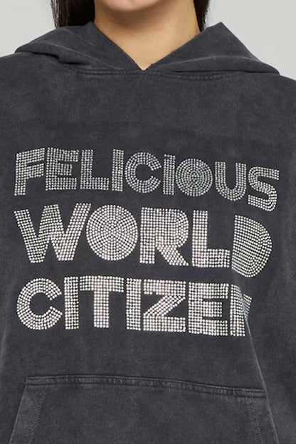 FLC Women's Rhinestone Pullover Hoodie