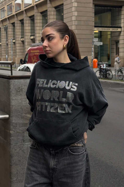 FLC Women's Rhinestone Pullover Hoodie