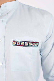 Hopio Men's Horki Mandarin Collar Style Casual Shirt