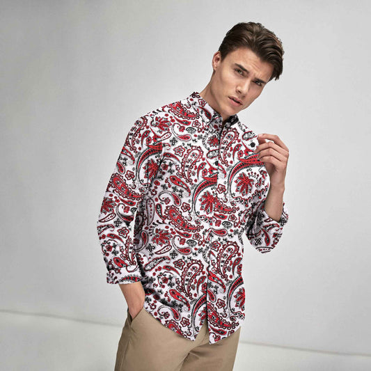 New Fashion Men's Leaf Printed Smart Fit Casual Shirt