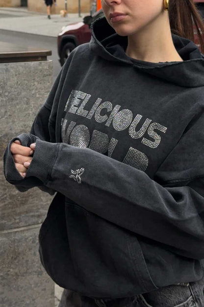 FLC Women's Rhinestone Pullover Hoodie