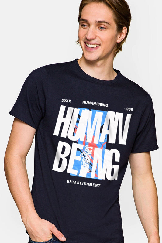 Polo Republica Men's Human Being Printed Crew Neck Tee Shirt