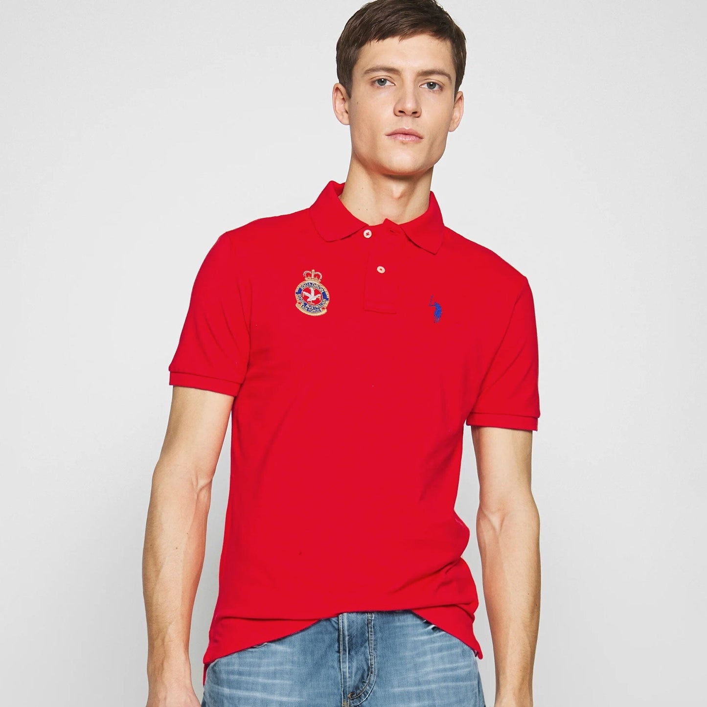 Polo Republica Men's Horse Rider & Crest Embroidered Minor Fault Polo Shirt Minor Fault Polo Republica Red S 
