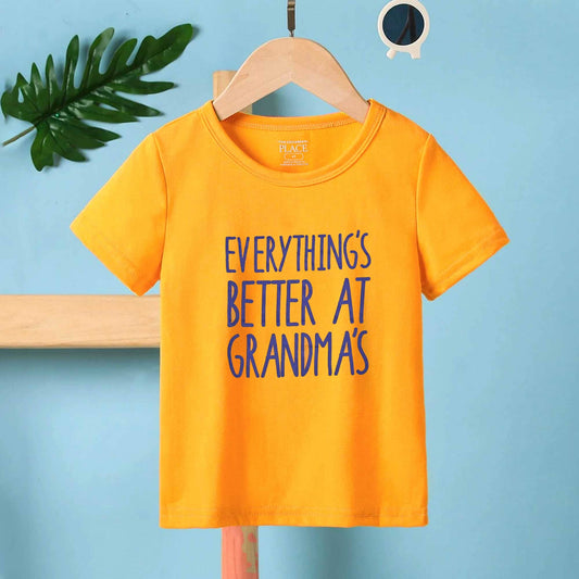 Place Kid's Everything Better Printed Design Tee Shirt Boy's Tee Shirt Minhas Garments Mustard 2T 