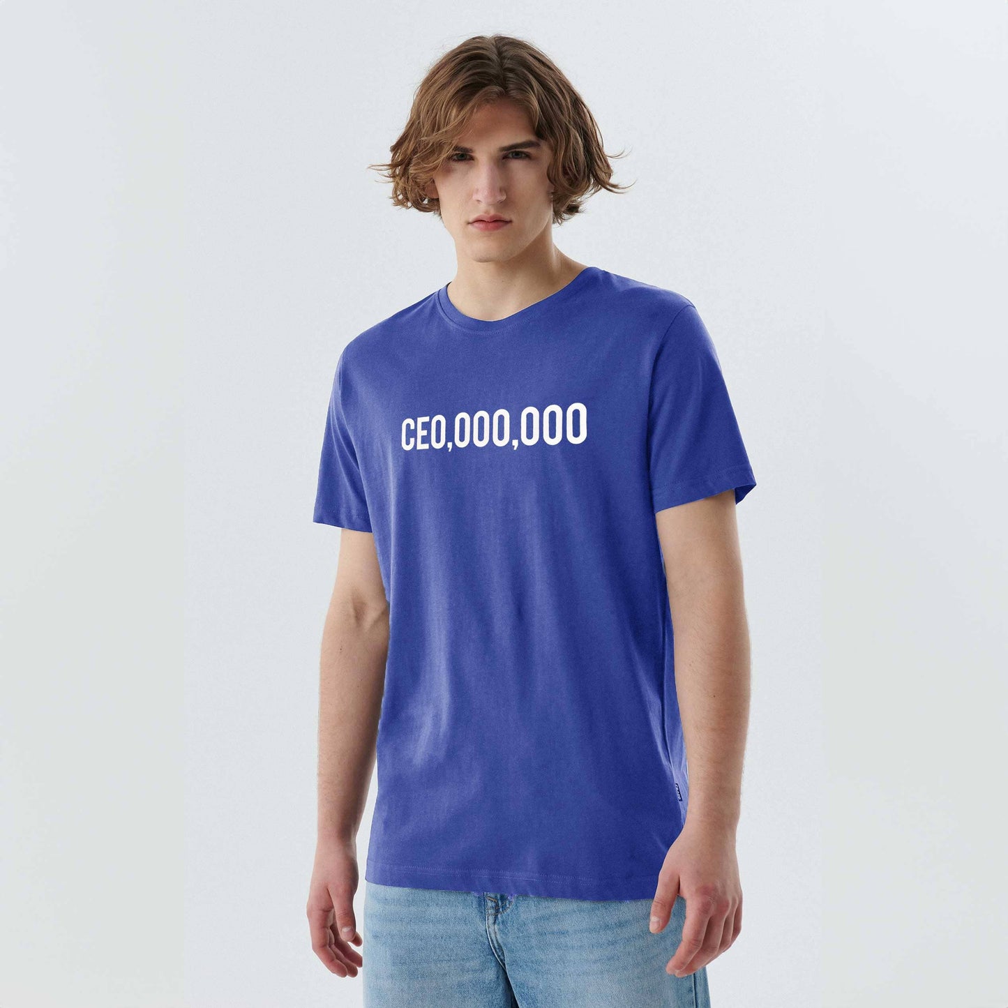 Men's Printed Crew Neck Tee Shirt CEO Millionaire Men's Tee Shirt Image Royal Blue XS 