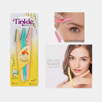 Tinkle Women's Stainless Steel Eyebrow Razor - Pack Of 3