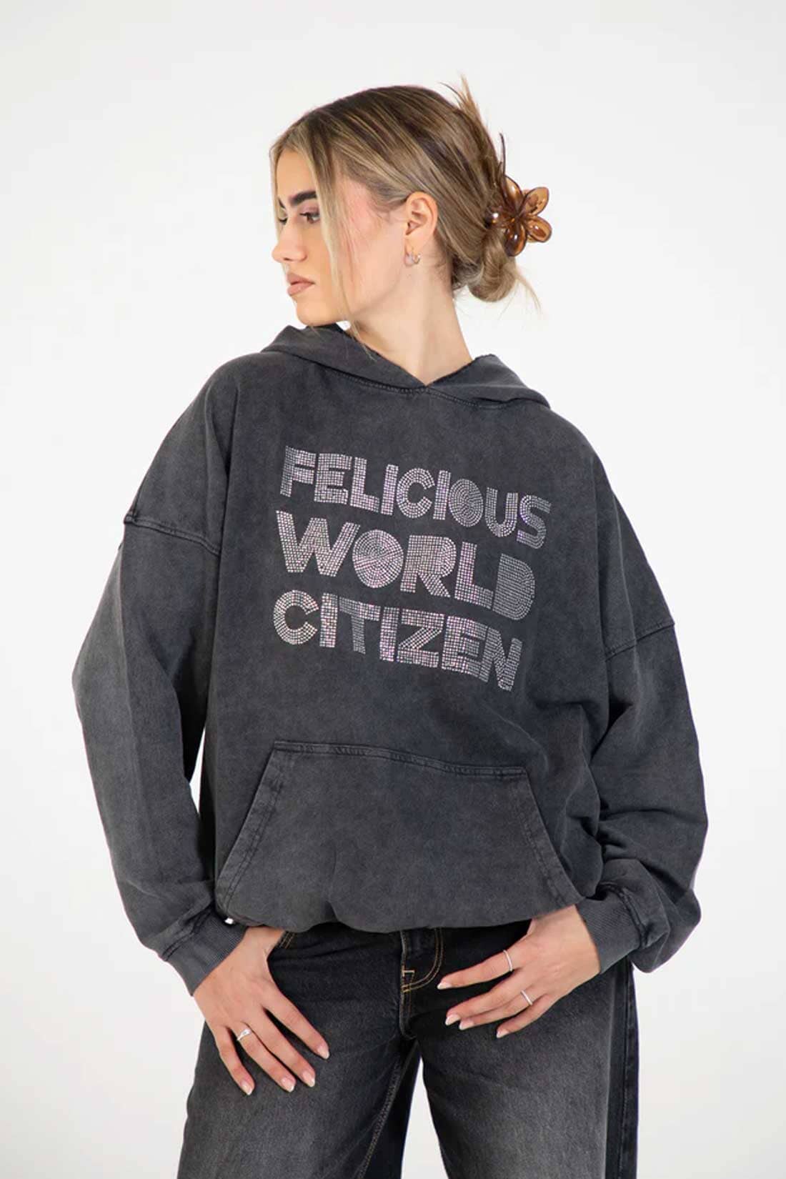 FLC Women's Rhinestone Pullover Hoodie