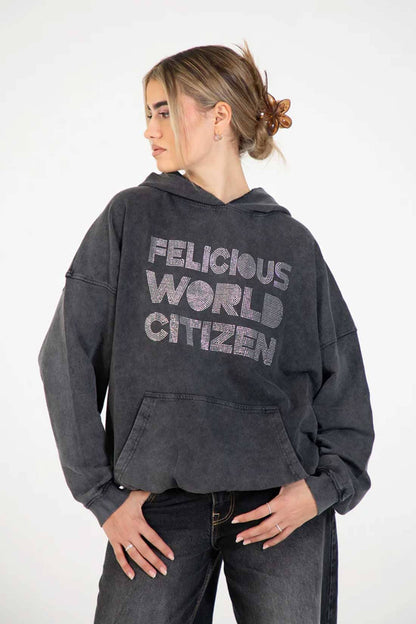 FLC Women's Rhinestone Pullover Hoodie