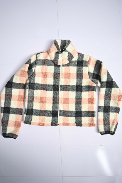 Polo Republica Women's Check Design Polar Fleece Zipper Jacket Women's Jacket Polo Republica Pink S 