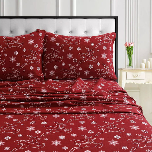 Tribeca Living Flannel Bed Set-Pack of 4 pcs Bed Sheet MB Traders 