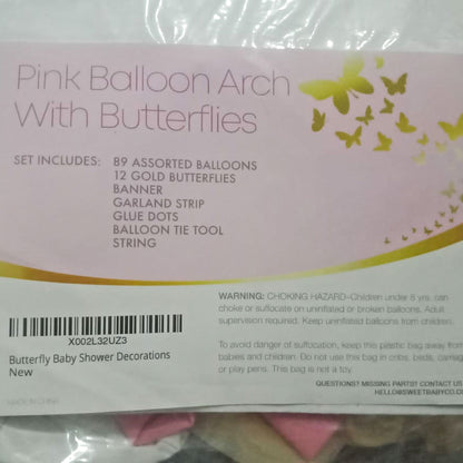 Baby Girl's Celebration Kit: Pink Balloons 🎈, Gold Butterflies 🦋 & 'Baby Girl' Banner 🏷️ Set
