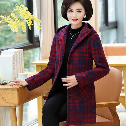 Fashion Women's Winter Outwear Long Hooded Coat Women's Jacket First Choice Red & Navy L 