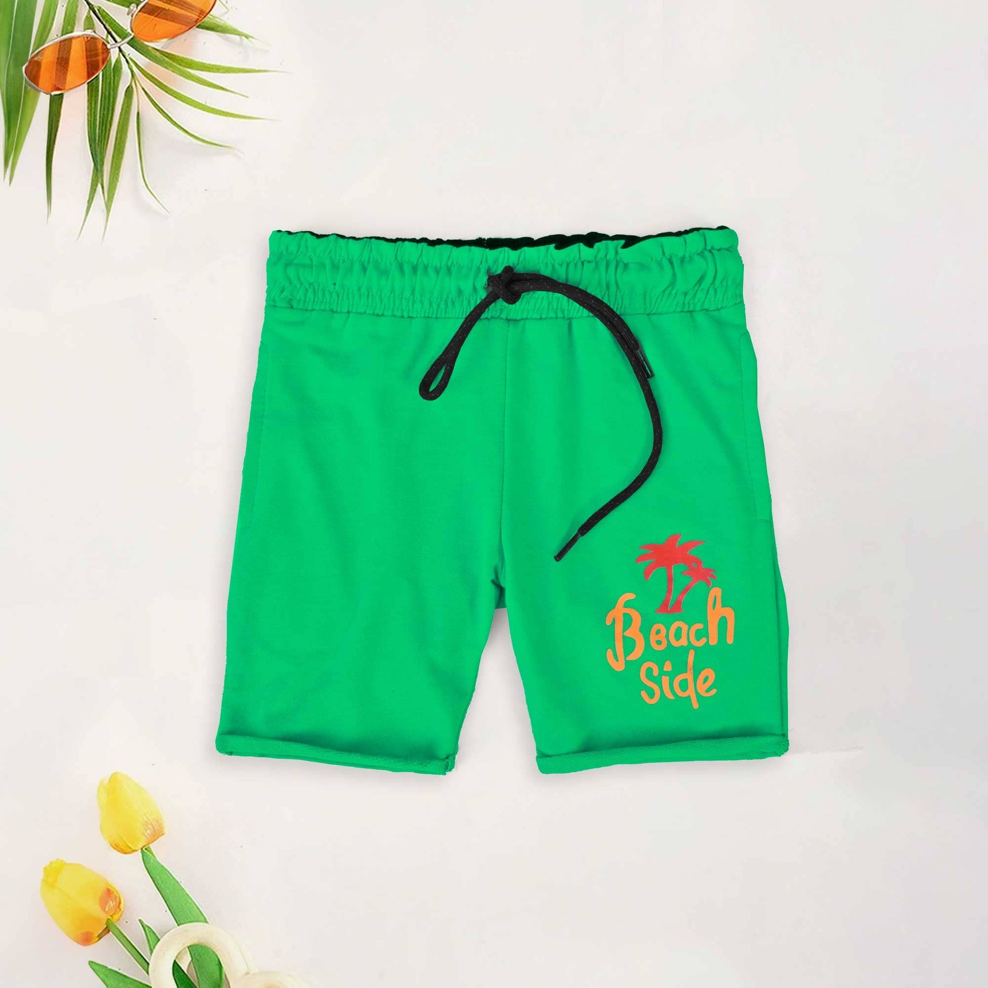 Minoti Kid's Beach Side Printed Terry Shorts Kid's Shorts SZK Green 3-4 Years 