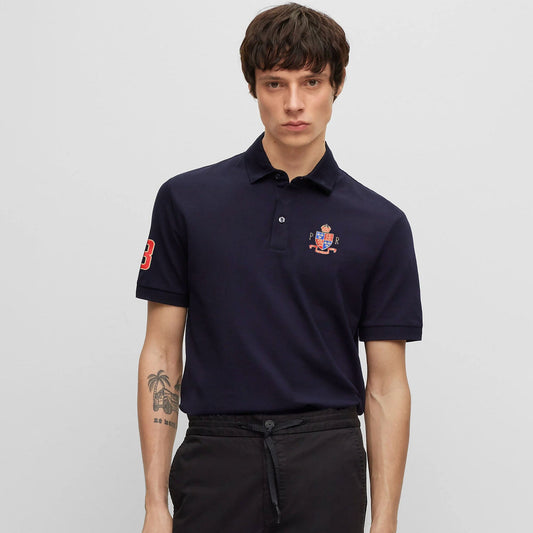 Polo Republica Men's PR Crest & 8 Embroidered Short Sleeve Polo Shirt Men's Polo Shirt Polo Republica Navy S 