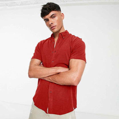 Polo Republica Men's Essentials Short Sleeve Pique Casual Shirt Men's Casual Shirt Polo Republica Red S 