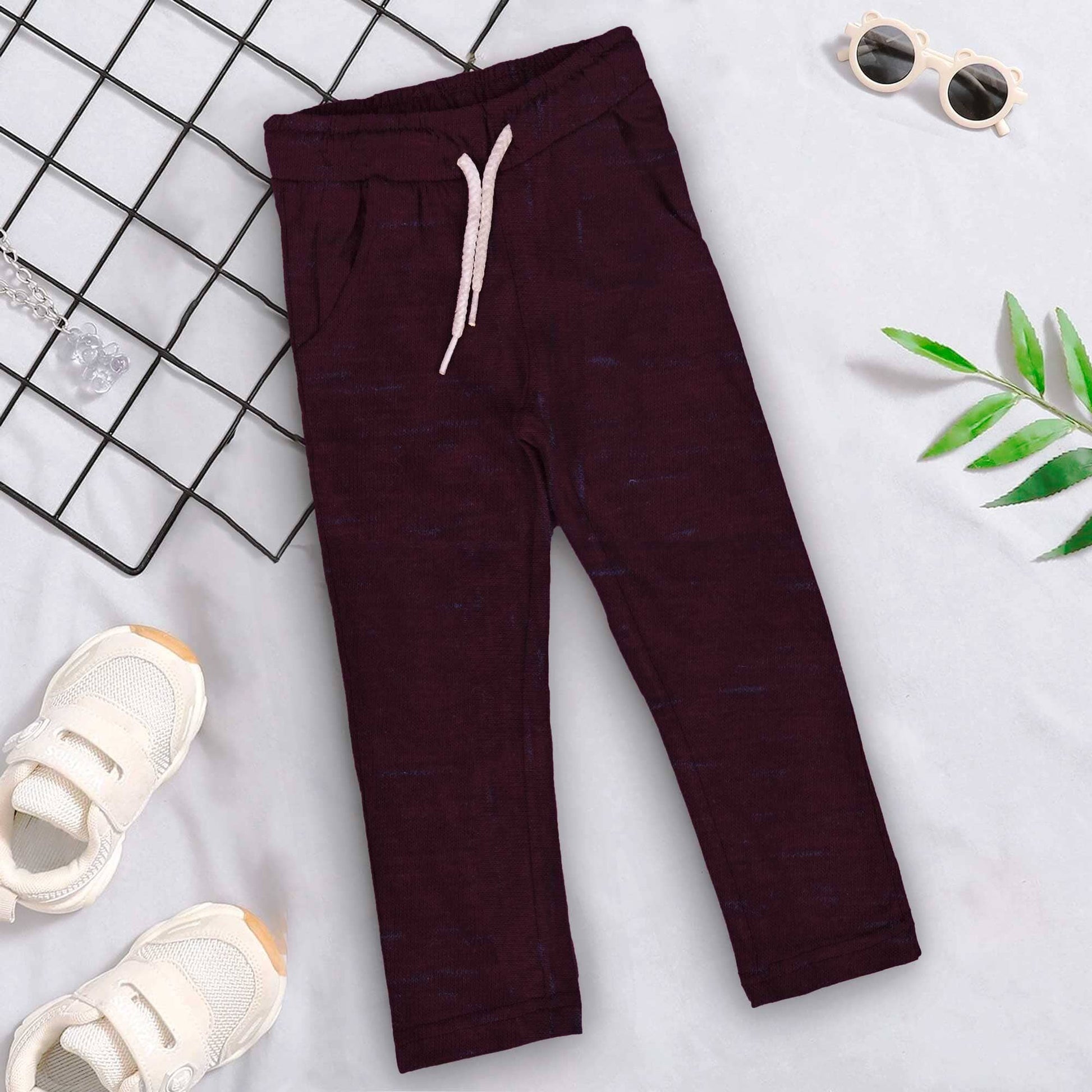 Minoti Kid's Solid Design Trousers Boy's Trousers SZK Plum 1-2 Years 