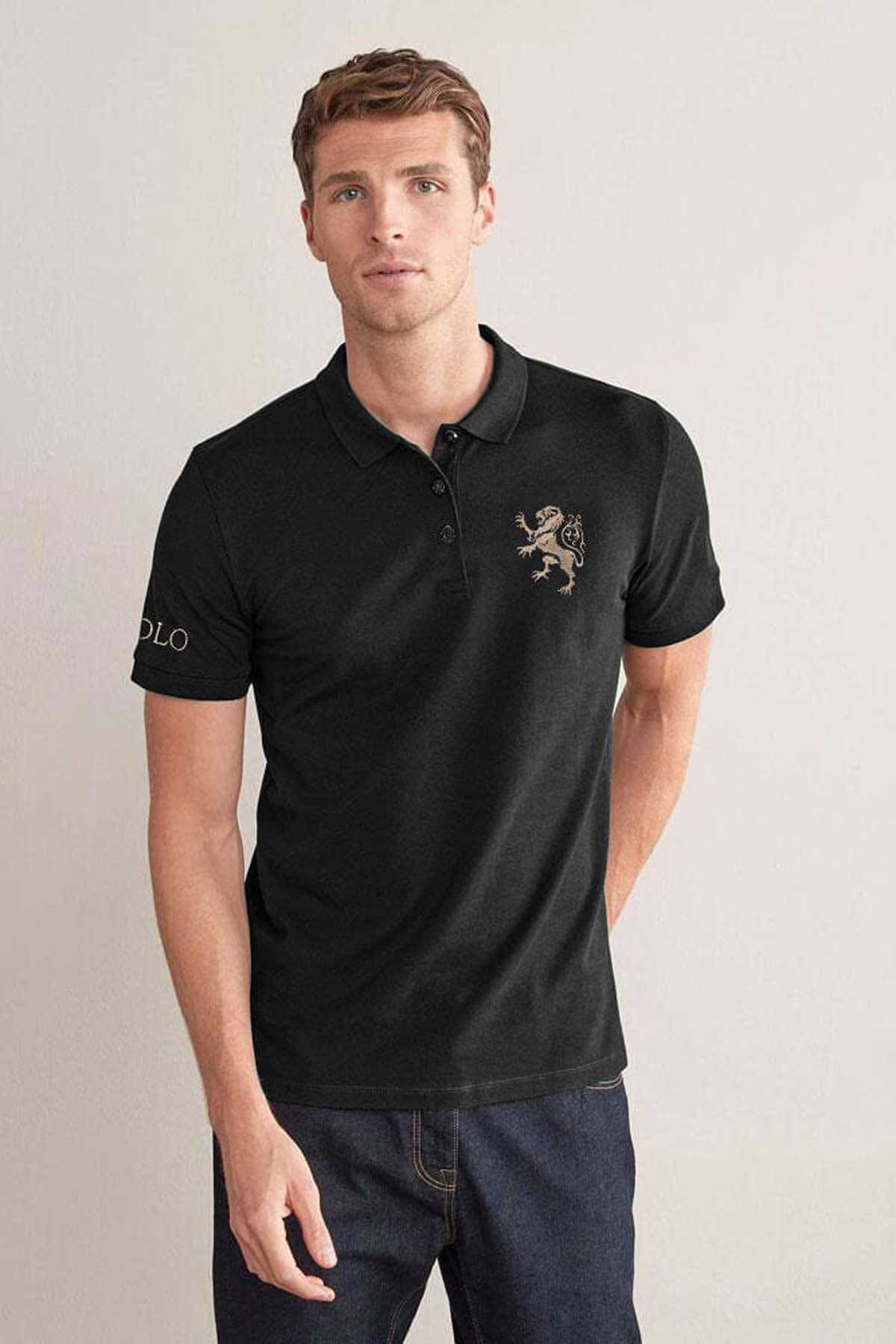 Polo Republica Men's Lion & Polo Embroidered Short Sleeve Polo Shirt