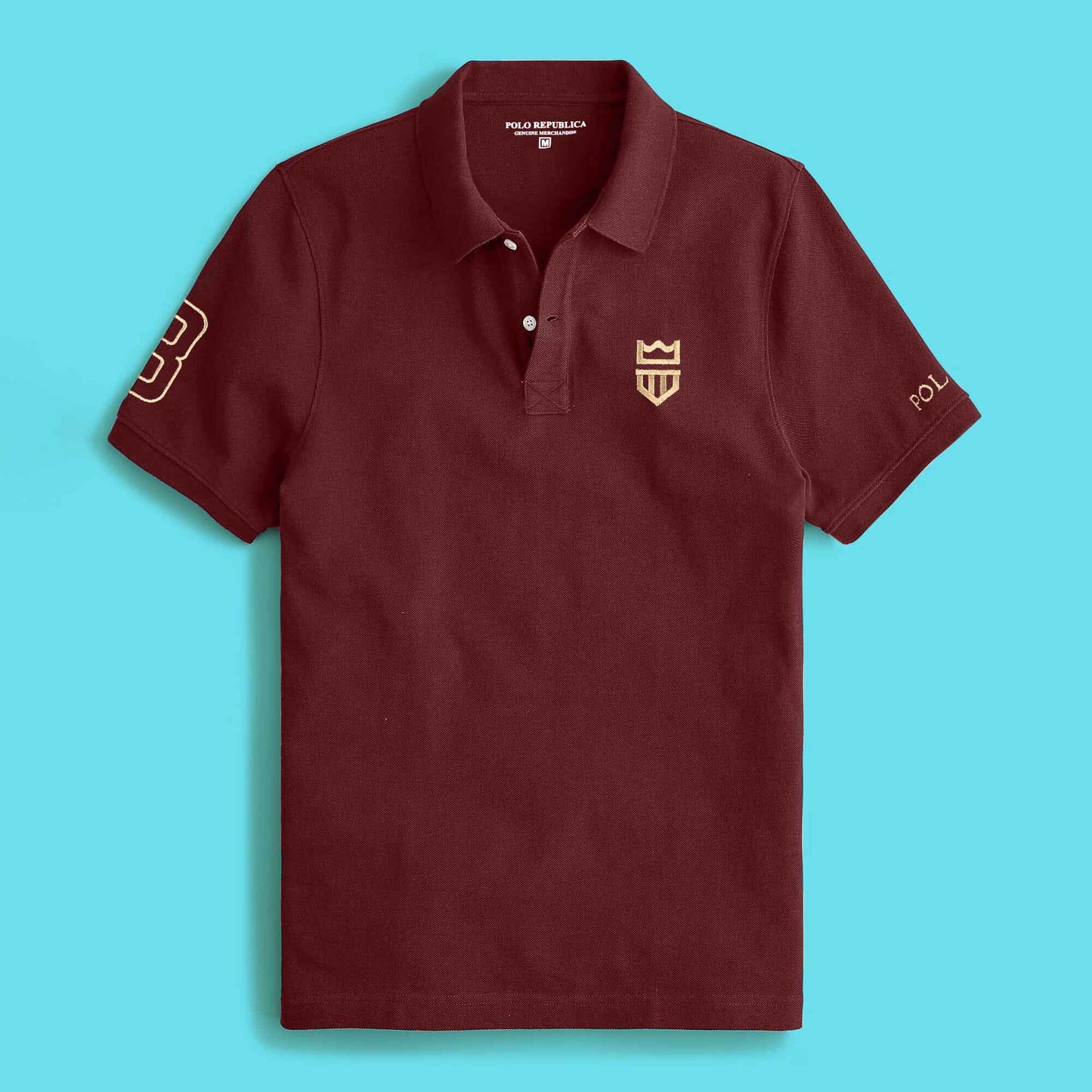Polo Republica Men's Crest 8 & Polo Embroidered Short Sleeve Polo Shirt Men's Polo Shirt Polo Republica 