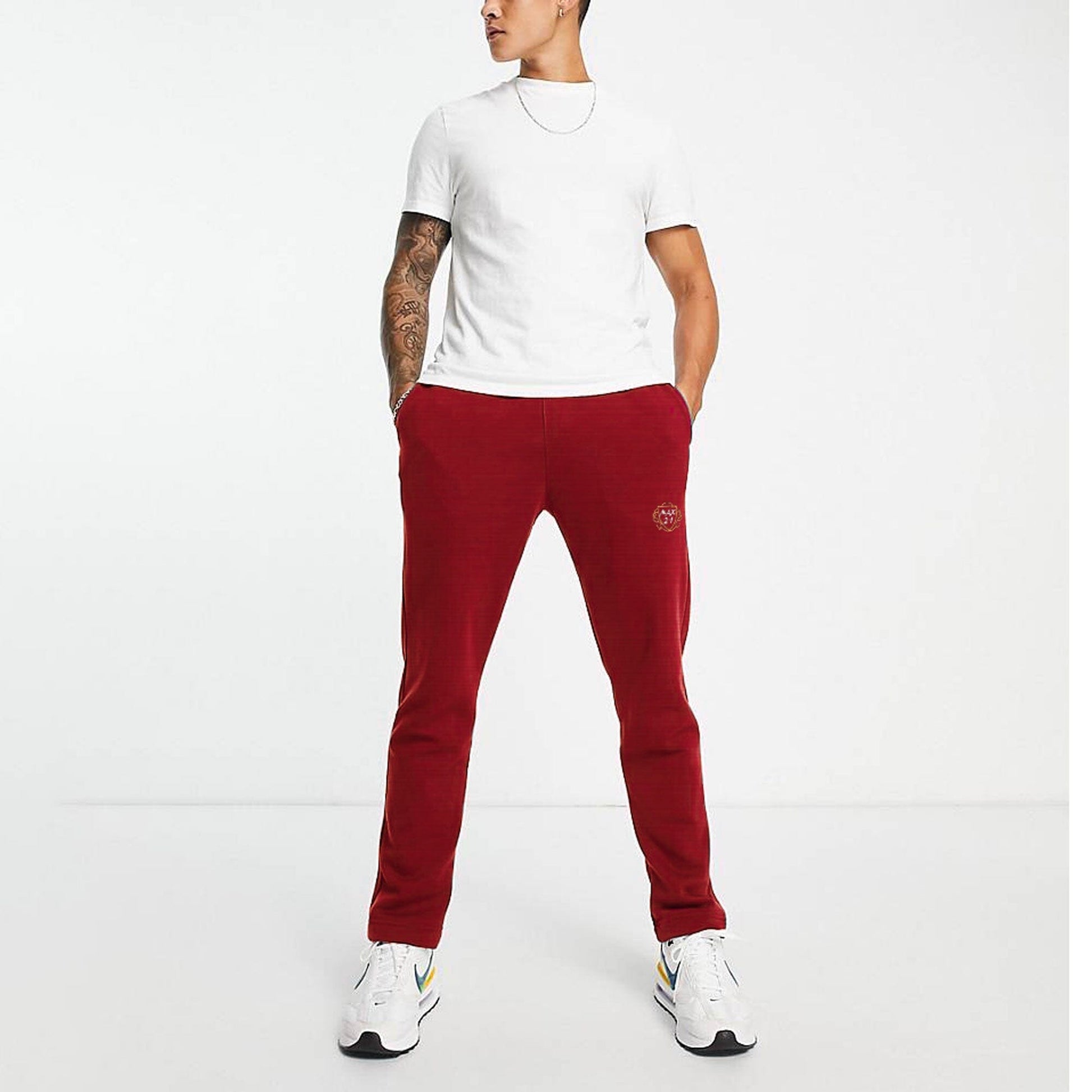 MAX 21 Men's Logo Embroidered Loungewear Trousers Men's Trousers SZK Red M 