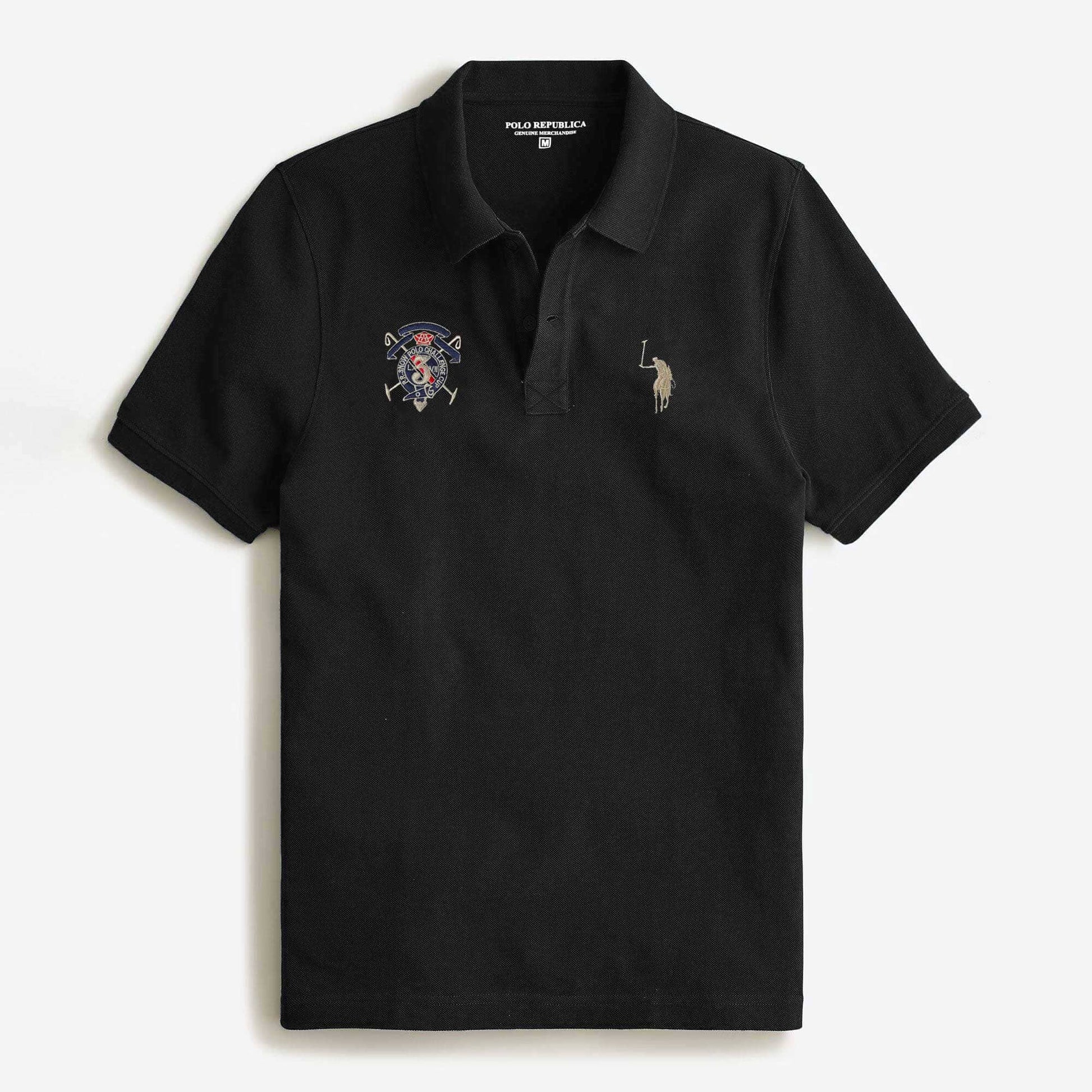 Polo Republica Men's Signature Pony & 3 Crest Embroidered Short Sleeve Polo Shirt