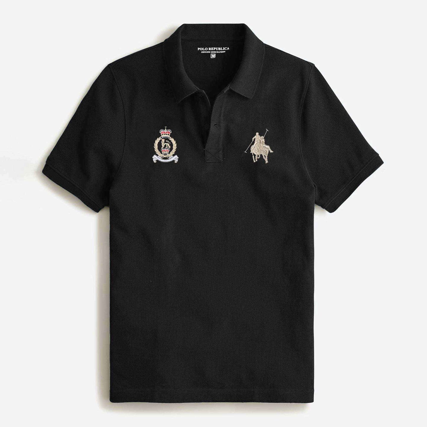 Polo Republica Men's Twin Pony & Crest Embroidered Short Sleeve Polo Shirt